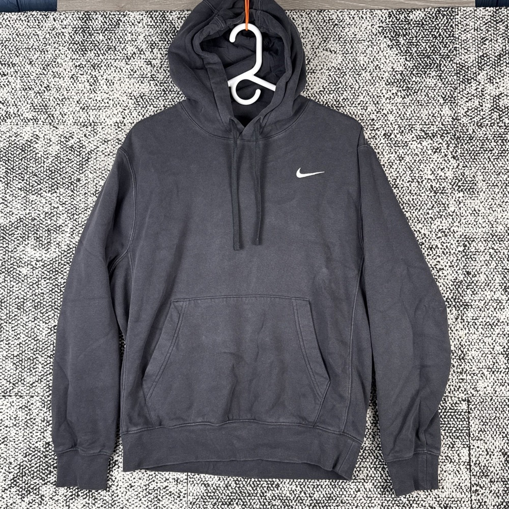 Nike Hooded Long Sleeve Fleece Sweatshirt Mens Small Dark Gray Activewear